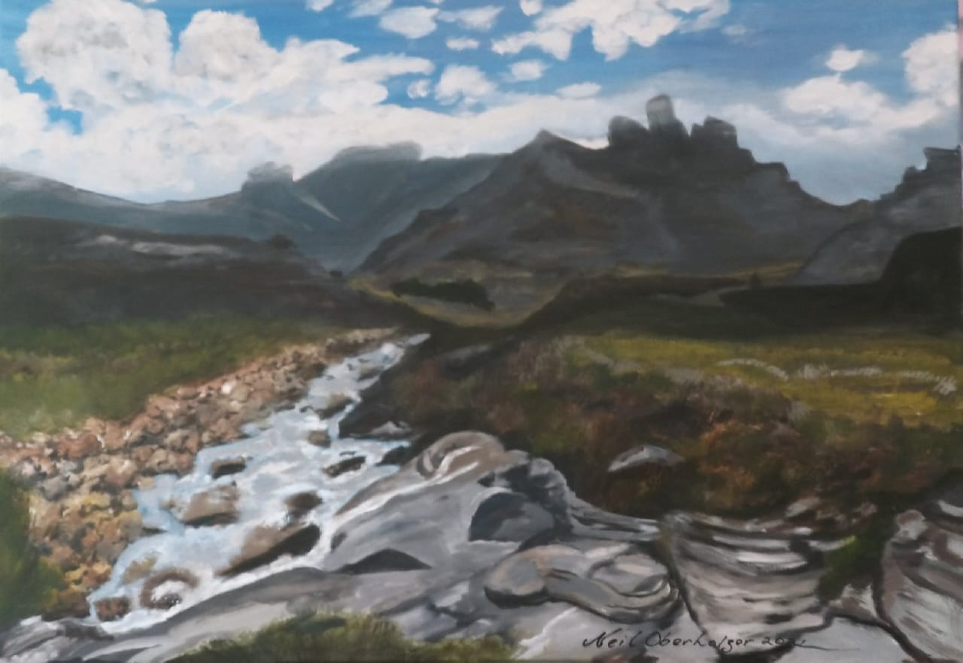 the drakensberg river neilobiart original painting v1